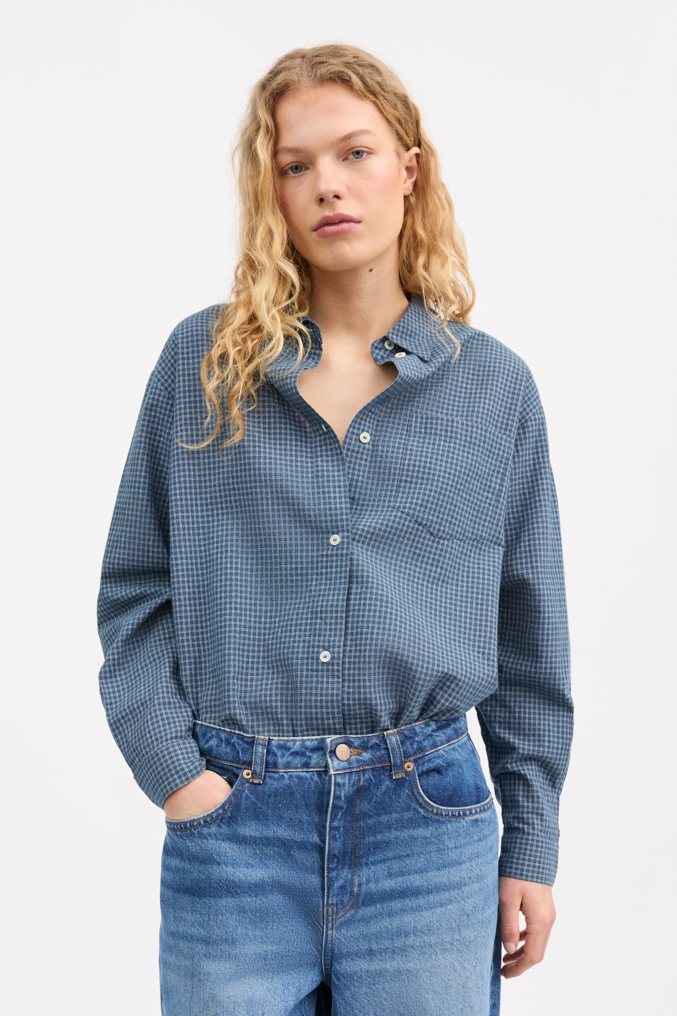 Skall Studio Edgar shirt Shirt Blue/Cream mini check